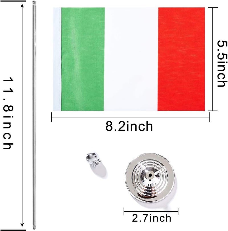 WXTWK 2 Pack Italy Flag Italian Desk Flag Small Mini Italian Table Flags With Stand Base,Home Office Festival Events Celebration Decorations - Image 2